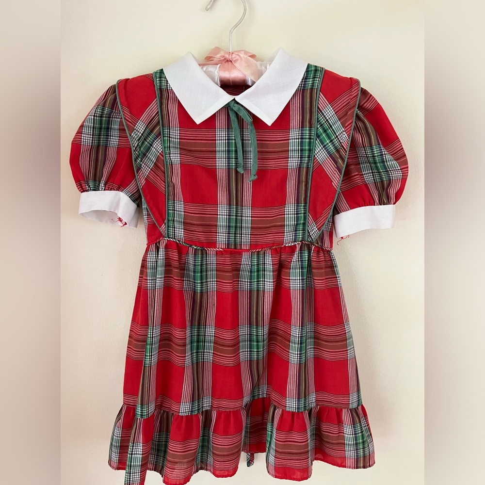 Vintage Sears Girls Dress 5T Red Plaid